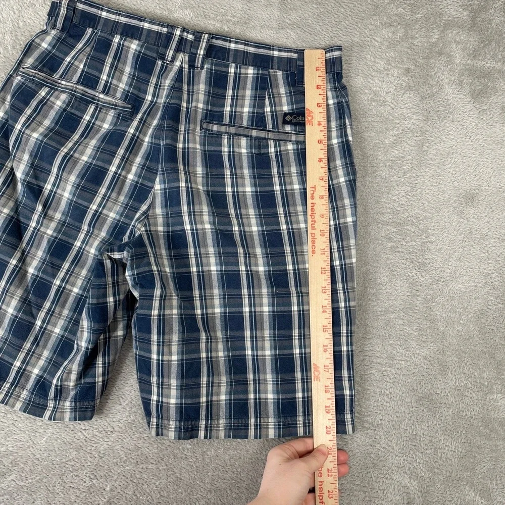 Columbia‎ Plaid Shorts Mens 32 Blue Cotton Outdoor Hiking Casual Gorpcore